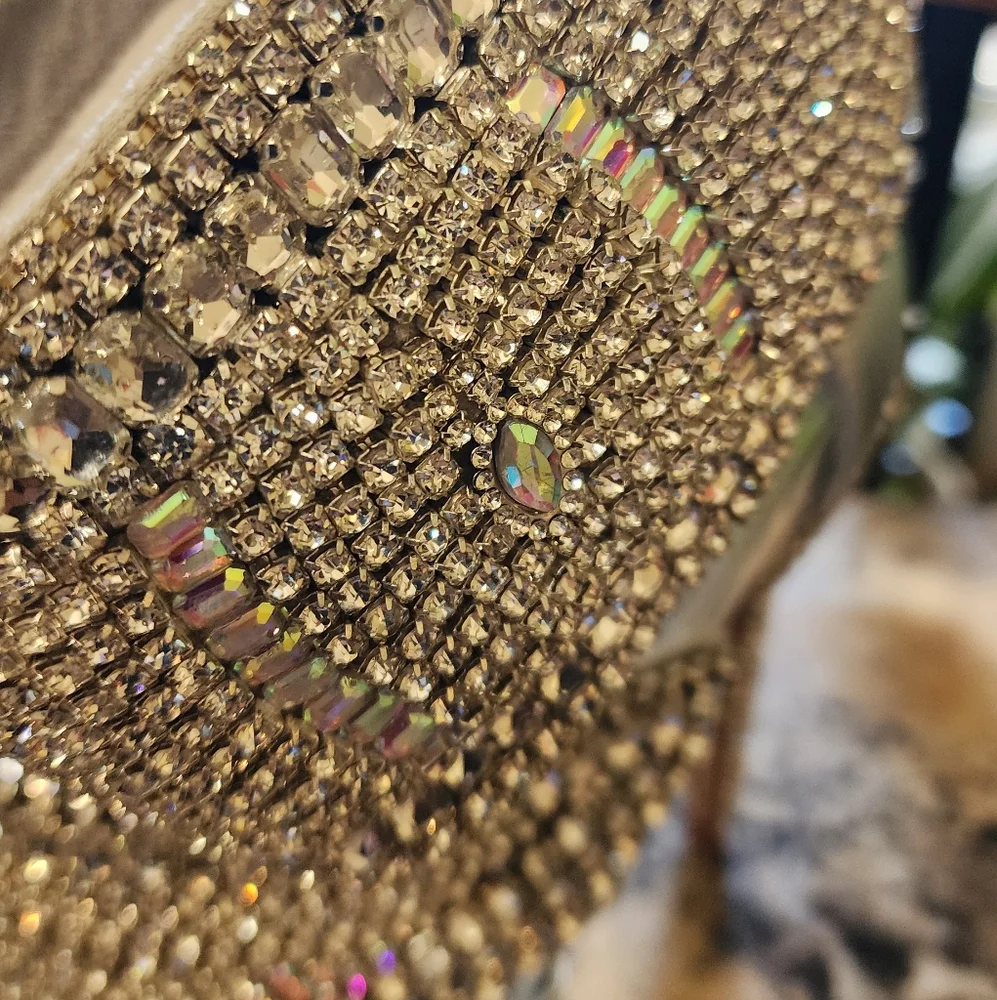 Azalea Wang Grizzled Rhinestone Ankle Cuff Sandal **Missing Stones Shown**As Is* - Picture 5 of 7